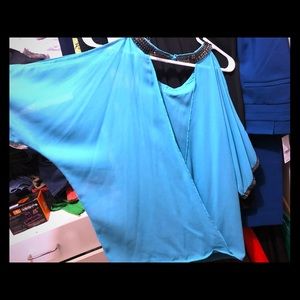 Teal flowey blouse